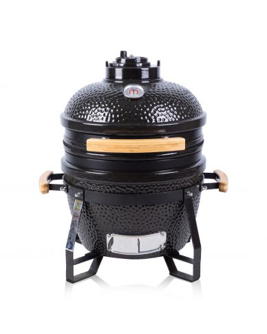 38cm ceramic kamado grill with protective cover - Black