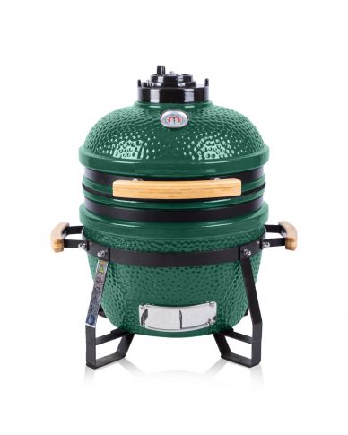 38cm ceramic kamado grill with protective cover - Green
